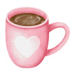 Watercolor Valentine pink coffee cup.