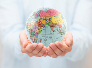 Wall Mural - Planet Earth political globe in hands