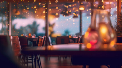 Wall Mural - A restaurant adorned with abstract bokeh lights