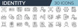 © SkyLine - Set of 30 outline icons related to identity. Linear icon collection. Editable stroke. Vector illustration