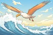albatross gracefully swooping low above ocean waves