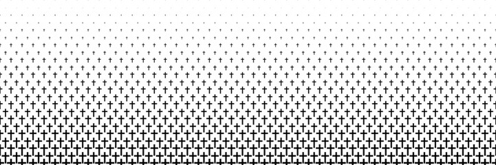 Wall Mural - horizontal black halftone of cross design for pattern and background.