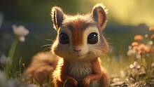 Little Squirrel In The Forest. Created With Generative AI.