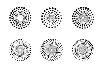 Wall Mural - Dotted circular logo. Abstract circle consisting of many dots set. Vector