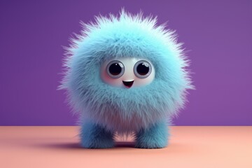 3d cute furry monster, 3d cartoon character, Generative AI