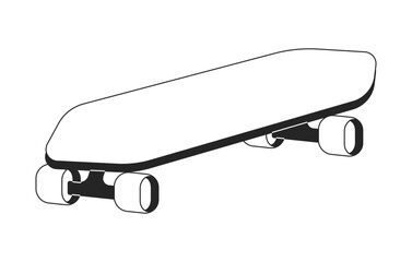 Poster - 80s skateboard funky black and white 2d line cartoon object. old fashioned sports equipment isolated