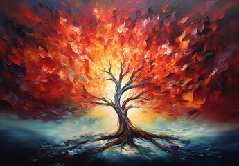 Wall Mural - Oil Painting Of A Tree