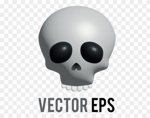 Gradient whitish gray human skull with black eye sockets 3D icon