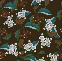 seamless pattern with flowers ripe rowan