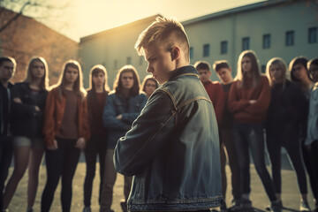 Wall Mural - Group of bullies targeting a lone individual