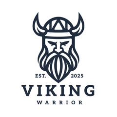 Wall Mural - Nordic viking logo. Norse warrior icon. Horned barbarian helmet symbol. Norseman Odin emblem. Vector illustration.