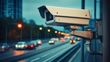 Fototapeta Mapy - Monitoring a highway with a video traffic camera