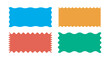 Zigzag edge rectangle shapes collection. Colorful Jagged sticker or stamp set with wavy edges