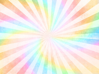 Old paper with starburst motif. Rainbow color background in retro style. Best for poster or overlay. 