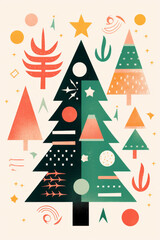 Wall Mural - Festive christmas tree simple festive minimal background