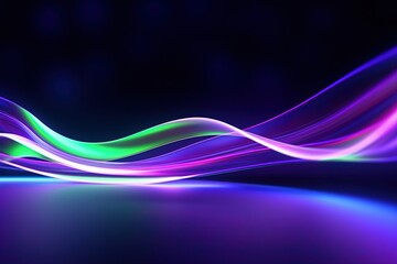 Wall Mural - abstract futuristic background with pink blue glowing neon moving high speed wave lines and bokeh li