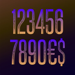 Leinwandbilder - Stylish patterned numbers and currency signs. Typography style for price tag design.
