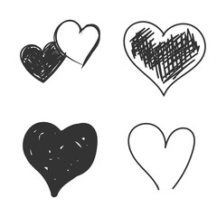 Wall Mural - Handdrawn rough marker hearts. Black heart hand drawn. Icon cute doodle. Romance and love illustrations. Loving cute sketched hearts drawing elements for greeting cards or valentines day vector design