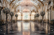 Enchanted royal ballroom with crystal chandeliers