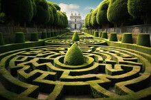 Royal garden maze with lush hedges