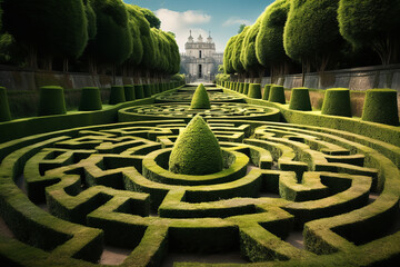 Wall Mural - Royal garden maze with lush hedges