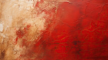 Wall Mural - Gold and red paint on the wall. Streaks and drops. Textured abstract background