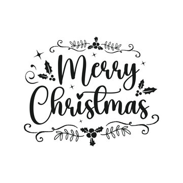 Merry Christmas lettering typography design. Christmas t-shirt design. Christmas merchandise designs. Christian religion quotes for print