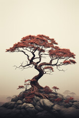 Aufkleber - Elegant pixel art portraying the silhouette of a tree, embracing simplicity in a minimalist design.