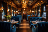 Fototapeta  - Restored vintage train car turned into a luxury dining experience