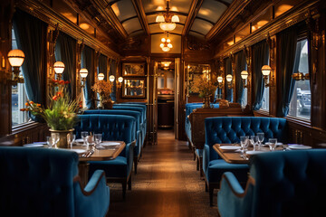 Wall Mural - Restored vintage train car turned into a luxury dining experience