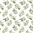 Nature flowers and leaves watercolor seamless pattern on white background. Background flowers for print and fabric