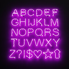 Wall Mural - Realistic 3D Render of Neon Alphabet