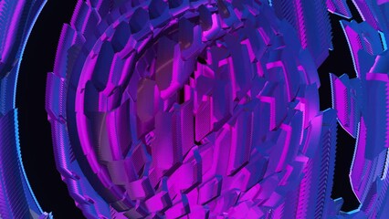 Poster - Multicolored geometric abstract background. Abstract circle spiral twisted background. Close up illustration of abstract background. 3D rendering. 4K animation
