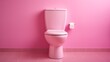 a pink toilet in a pink bathroom