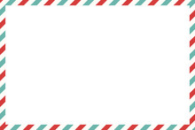 Blank Airmail Envelope Frame, Border With Green And Red Striped Line In Christmas Theme With 6x4 Scale Ratio For Decoration, Cutout, Isolated.