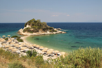 Wall Mural - Sunrise beach in the traditional Greek fishing village of Kokarri on the island of Samoss