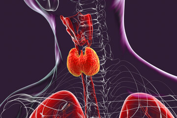 Sticker - A thyroid gland anatomy, 3D illustration