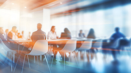 business people meeting at table. Abstract blurred office interior space background