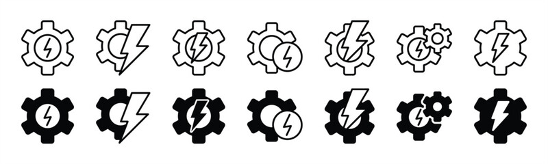 Wall Mural - electric power energy setting icon. electricity setup, settings, options and control panel icon set.