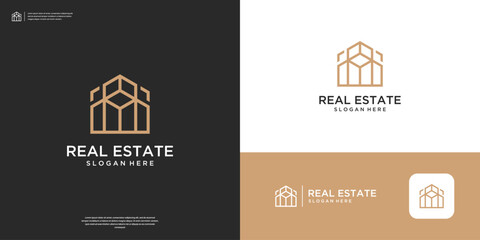 Minimalist home logo with abstract line art