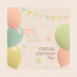 Invitation card for Birthday party with balloons and a gifts. Vector illustration a flat and realistic style