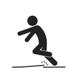 © AndiPoe - Isolated black pictogram sign of injury, accident, man tripped, uneven surface for industrial safety sign