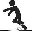 Isolated black pictogram sign of injury, accident, man tripped, uneven surface for industrial safety sign