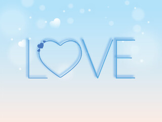 Poster - Creative and Stylish Love Font with Hearts on Shiny Blue and White Background. Can Be Used as a Design Poster or Card.