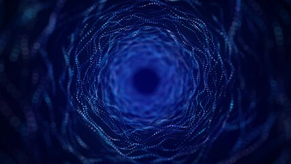 Poster - Technology wireframe circle tunnel on blue background. Futuristic 3D wormhole grid. Big data visualization. 3D rendering.