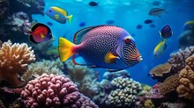 An Underwater Paradise Is Home To Multicolored Sea Life.