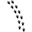Vector silhouette of walking chicken feet pattern on white background. Chicken footprints are great for poultry logos.