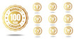 set of golden warranty logo,Vector golden warranty number. 10, 30, 20,  60, 50, 100,40,70,80,90, life time,logo design. vector illustration