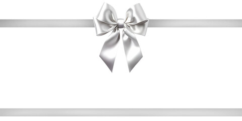 the silver ribbon bow on a transparent background