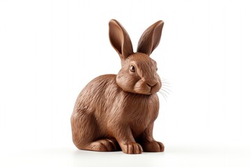 Wall Mural - Easter bunny made of chocolate on white background, Easter holiday. Generative AI